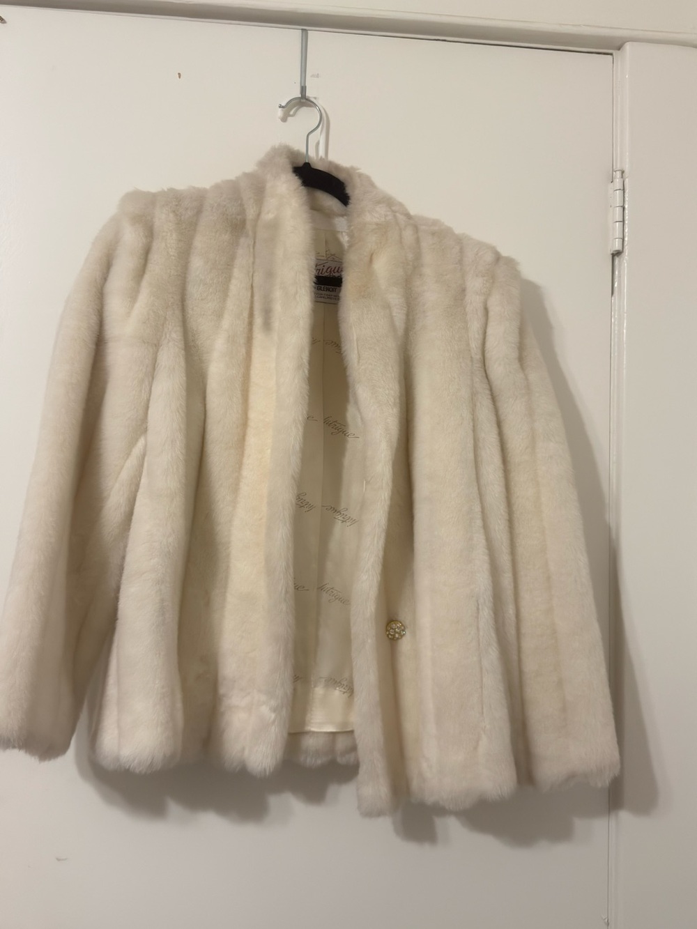 Classic Ivory faux fur Coat - Women's Elegant Jacket